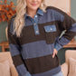 Blueberry Fields Striped Denim Collar Sweater