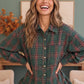Ruffle the Rules Plaid Flannel Top in Green
