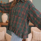 Ruffle the Rules Plaid Flannel Top in Green
