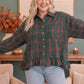 Ruffle the Rules Plaid Flannel Top in Green