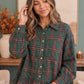 Ruffle the Rules Plaid Flannel Top in Green
