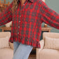 Ruffle the Rules Plaid Flannel Top in Red