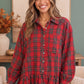 Ruffle the Rules Plaid Flannel Top in Red