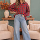 Ruffle the Rules Plaid Flannel Top in Red
