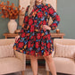 Bold Blooms Long Sleeve Tiered Mini Dress