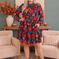 Bold Blooms Long Sleeve Tiered Mini Dress