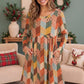 Patchwork Charm Long Sleeve Babydoll Dress