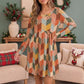 Patchwork Charm Long Sleeve Babydoll Dress