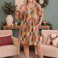 Patchwork Charm Long Sleeve Babydoll Dress