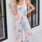 Pastel Patchwork Floral Wide Leg Overalls