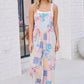 Pastel Patchwork Floral Wide Leg Overalls