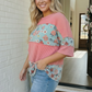 Garden Party Floral Colorblock Top