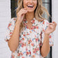 Blooming With Joy Ivory Floral Puff Sleeve Top