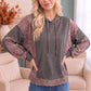 Mix and Match Patchwork Drawstring Hoodie