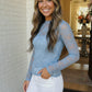 A Lace Moment Blue Sheer Top