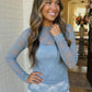 A Lace Moment Blue Sheer Top