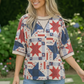 Stars and Patches Quilted Print Top