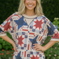 Stars and Patches Quilted Print Top