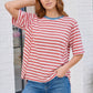 Retro Stripe Oversized Tee with Contrast Ribbed Neck