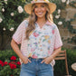 Strawberry Patch Floral and Stripe Mixed Top