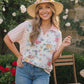 Strawberry Patch Floral and Stripe Mixed Top
