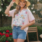 Strawberry Patch Floral and Stripe Mixed Top