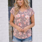 Blooming Beauty Floral V-Neck Tee in Dark Mauve