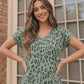 Wild at Heart Green Leopard V-Neck Top