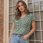Wild at Heart Green Leopard V-Neck Top