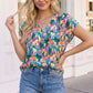 Tropical Pop Multicolor Print V-Neck Top