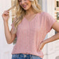 Coral Bloom Floral Stripe V-Neck Top