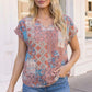 Boho Patchwork Print V-Neck Top