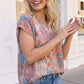 Boho Patchwork Print V-Neck Top