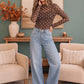 Dotted Dreams Sheer Mesh Mock Neck Top