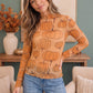 Pumpkin Patch Mesh Mock Neck Top
