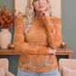 Pumpkin Patch Mesh Mock Neck Top