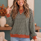 Striped & Cozy Olive Green Pullover Sweater