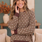 Cozy Dots Ribbed Pullover in Caramel
