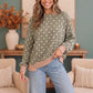 Cozy Dots Ribbed Pullover in Olive