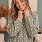 Cozy Dots Ribbed Pullover in Olive