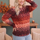 Zigzag Into Fall Burgundy Long Sleeve Top