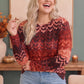 Zigzag Into Fall Burgundy Long Sleeve Top