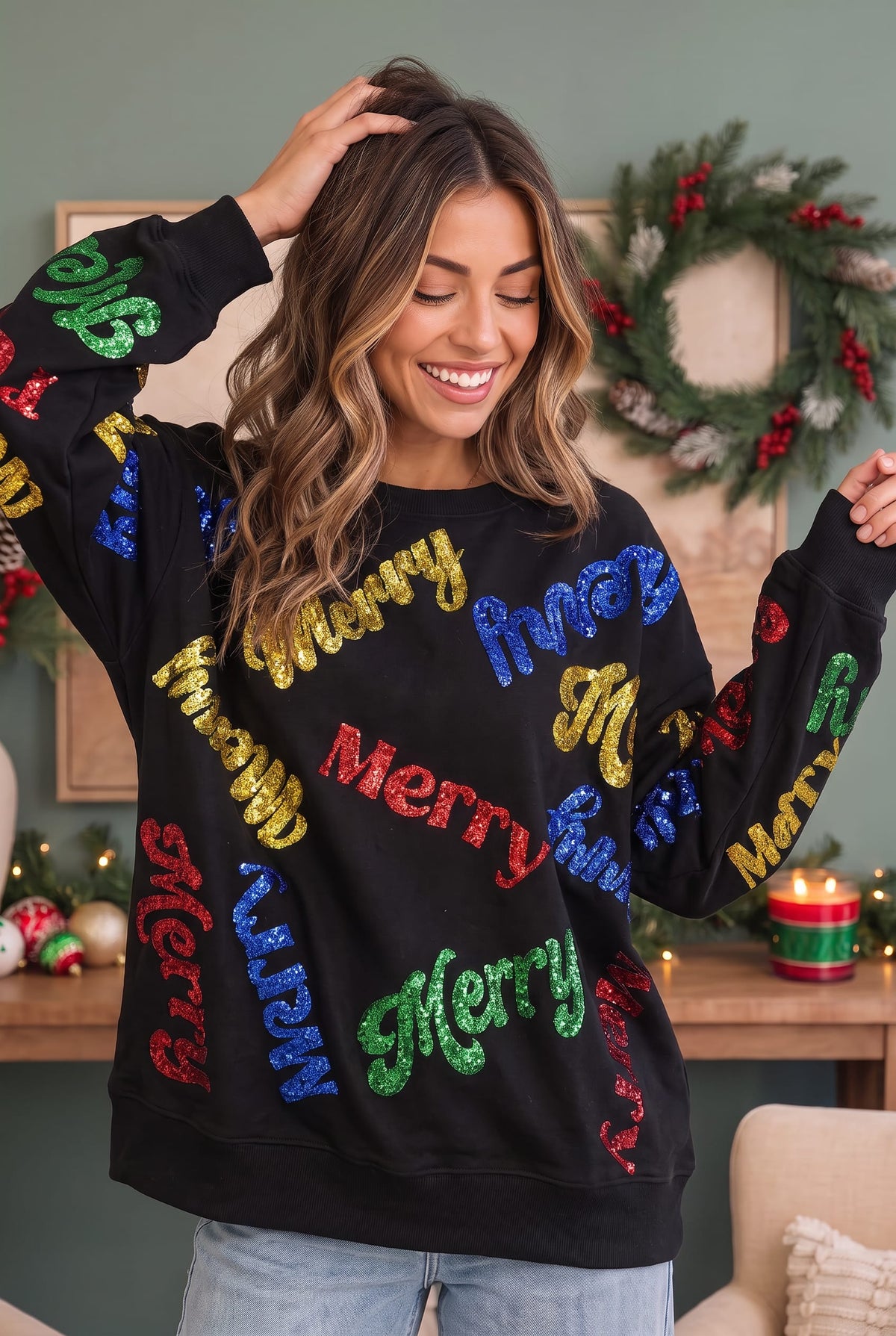 Merry Everything Glitter Sweatshirt