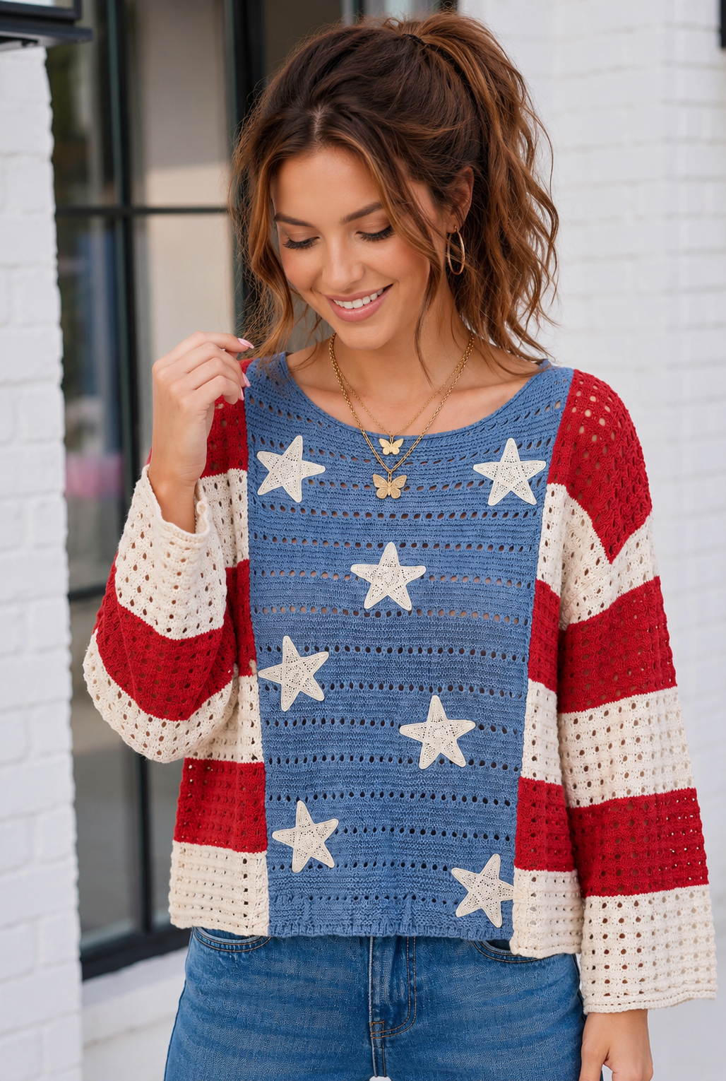 Stars and Stripes Crochet Sweater