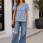 Something Blue Lace Textured Puff Sleeve Top