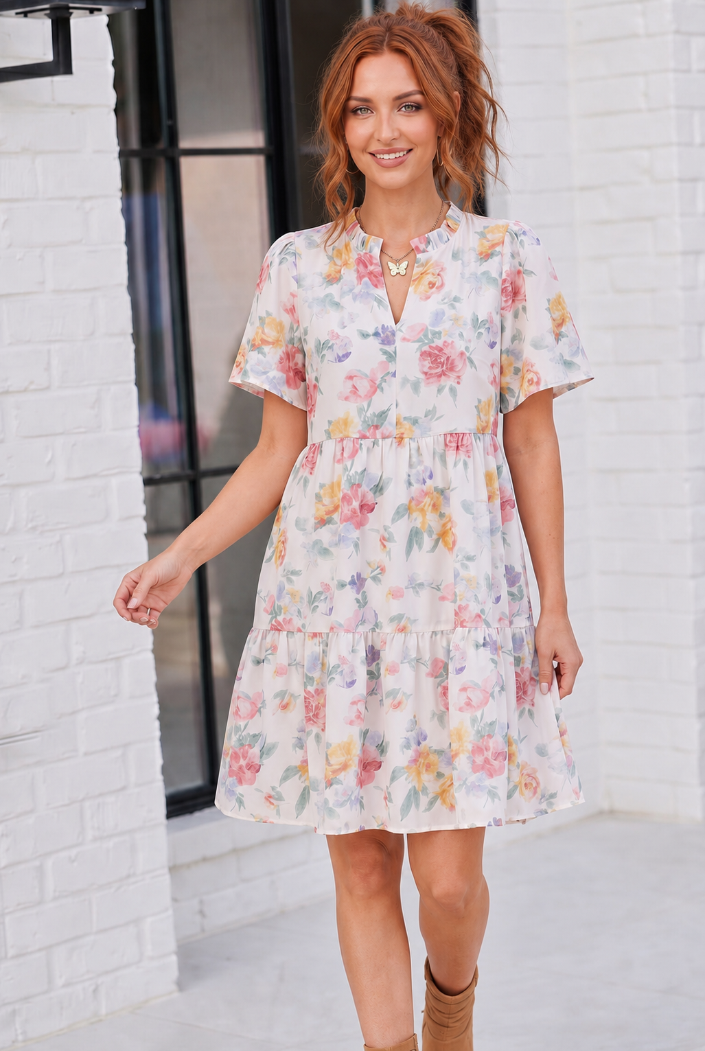 Blooming Beautifully Floral Tiered Mini Dress