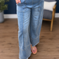*ships free today* Seam Detail Raw Hem Wide Leg Denim Pants
