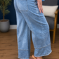 *ships free today* Seam Detail Raw Hem Wide Leg Denim Pants