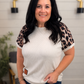 *ships free today* Cream Ribbed Leopard Print Tee