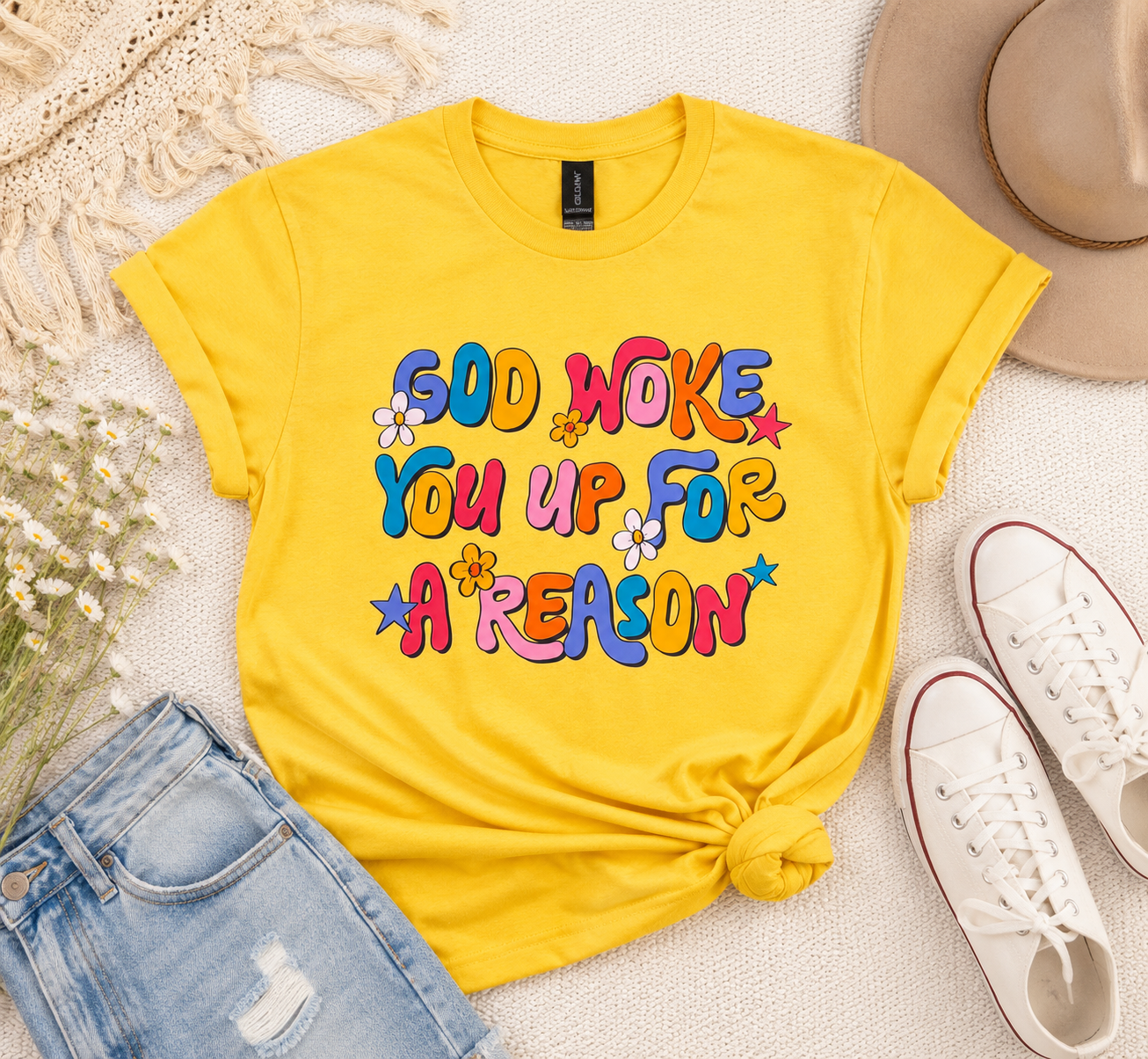 *Flash Deal* PREORDER: God Woke You Up For A Reason TEE// eta 2 weeks